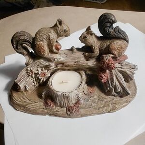 Rustic Squirrel Tealight Candle Holder in Brown - Decorative Home Accent